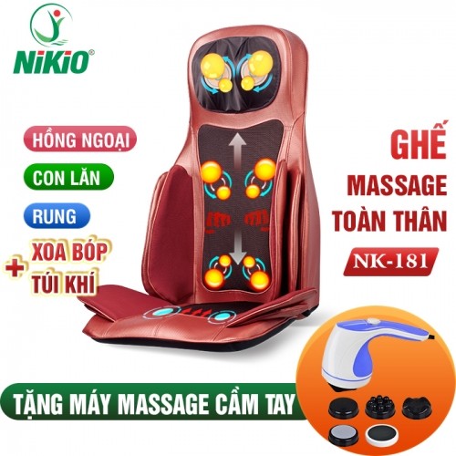 Ghế đệm massage ô tô nhiệt hồng ngoại cao cấp Nikio NK-181